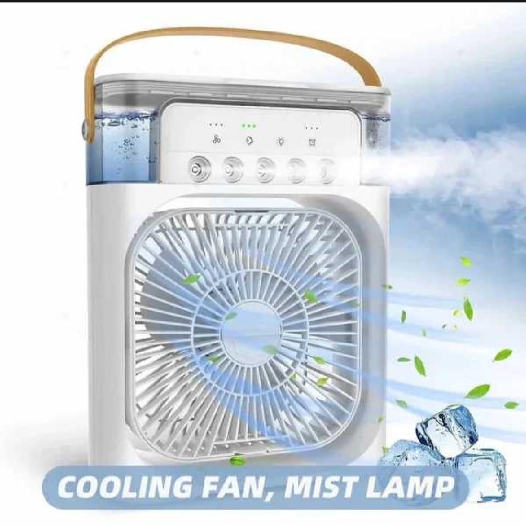 Portable Mist Fan with Humidifier – 3-Speed, LED Light & 600ml Tank