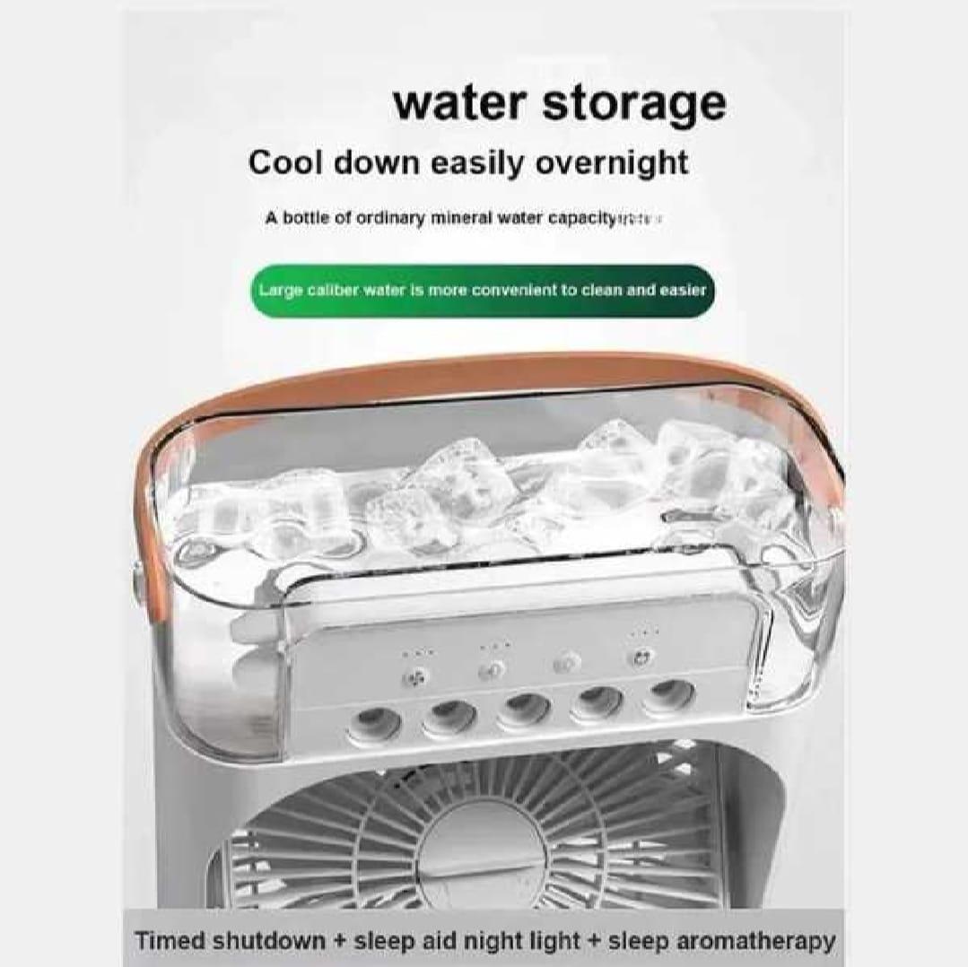Portable Mist Fan with Humidifier – 3-Speed, LED Light & 600ml Tank