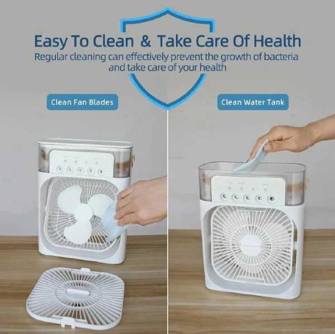 Portable Mist Fan with Humidifier – 3-Speed, LED Light & 600ml Tank