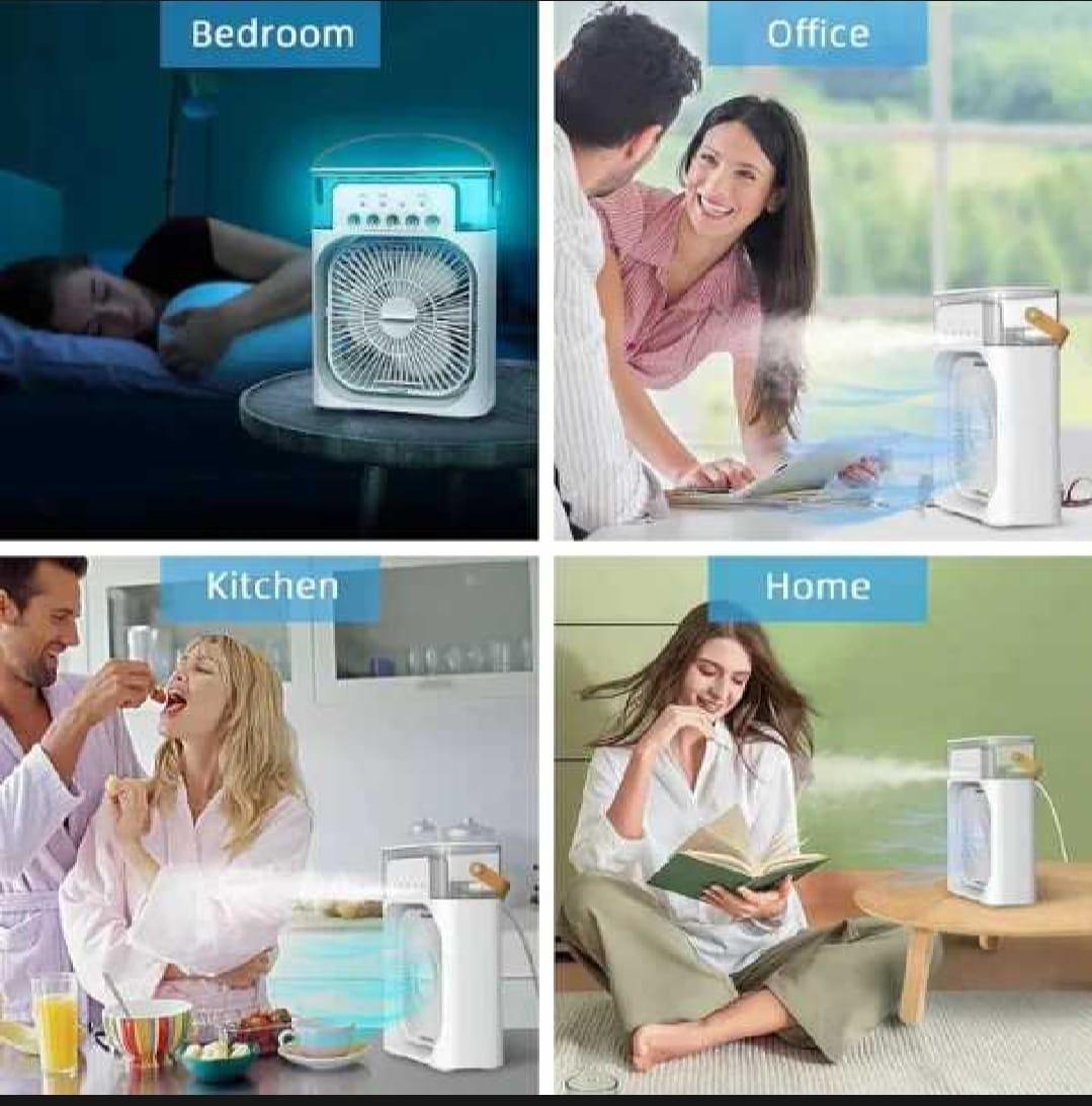 Portable Mist Fan with Humidifier – 3-Speed, LED Light & 600ml Tank